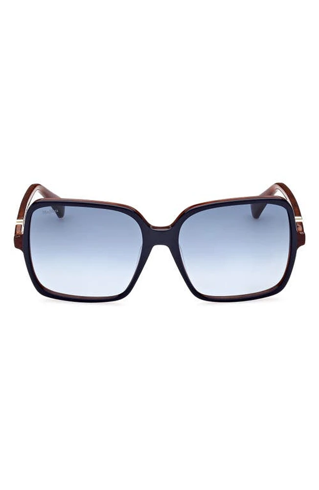 Max Mara 60mm Gradient Square Sunglasses in Shiny Bilayer Navy Blonde at Nordstrom