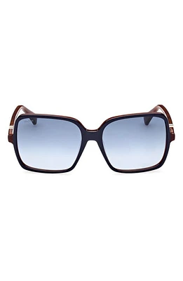 Max Mara 60mm Gradient Square Sunglasses in Shiny Bilayer Navy Blonde at Nordstrom