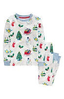 Mini Boden Kids' Festive Fun Fitted Two-Piece Cotton Pajamas in Ivory Festive Fun at Nordstrom, Size 12-18M