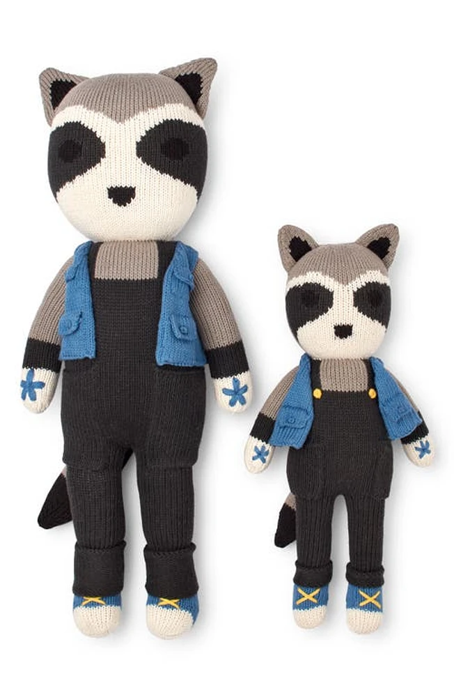 Cuddoll Riley Raccoon 20" Hand-Knit Stuffed Animal in Multi at Nordstrom