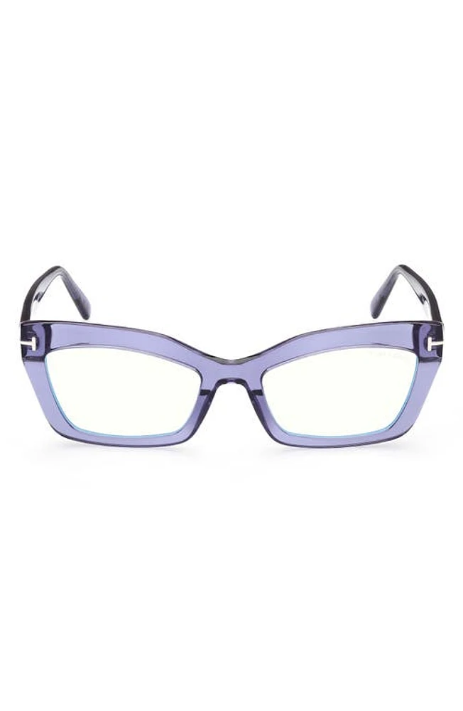 TOM FORD 54mm Cat Eye Blue Light Blocking Glasses in Shiny Bordeaux/Grad Bordeaux at Nordstrom