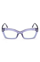 TOM FORD 54mm Cat Eye Blue Light Blocking Glasses in Shiny Bordeaux/Grad Bordeaux at Nordstrom