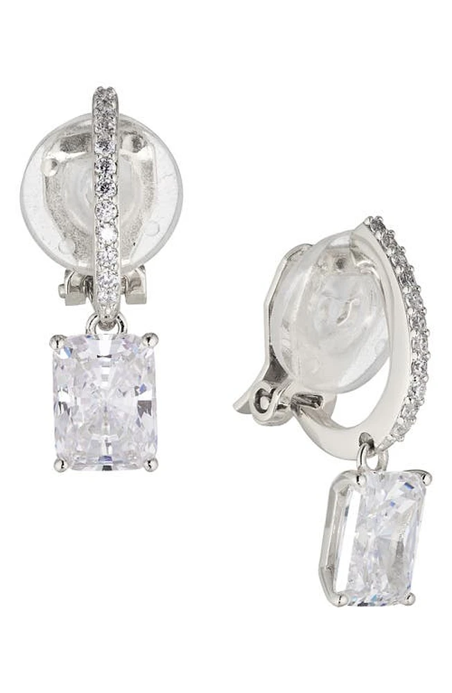 Nadri Modern Love Clip-On Earrings in Rhodium at Nordstrom