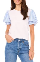 Vince Camuto Tulip Sleeve Mixed Media Top Ultra White at Nordstrom,