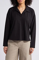 Eileen Fisher Boxy Long Sleeve Johnny Collar Top at Nordstrom,