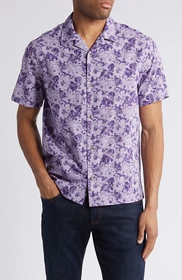 TravisMathew Phoning Floral Camp Shirt Imperial at Nordstrom,