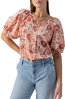 Sanctuary Floral Puff Sleeve Cotton Button-Up Top Pacific Li at Nordstrom,