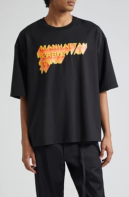 4SDesigns Manhattan Cable TV Wool Graphic T-Shirt Black at Nordstrom,