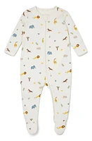 MORI Clever Safari Print Zip Fitted One-Piece Footie Pajamas at Nordstrom