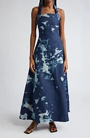 ORIRE Bubi Print Halter Denim Maxi Dress Blue at Nordstrom, Us