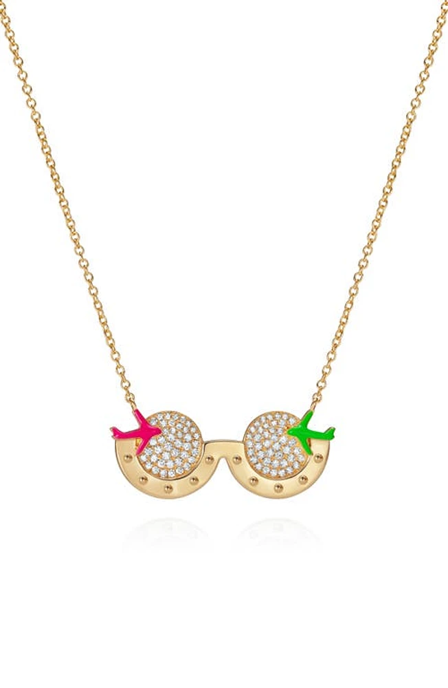 NeverNoT Travel Sunglasses Pendant Necklace in Gold at Nordstrom