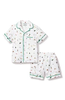 Petite Plume Kids' Camping Print Two-Piece Short Pajamas White at Nordstrom,