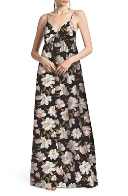 Sachin & Babi Jessica Floral Print Gown Ebony Garden at Nordstrom,