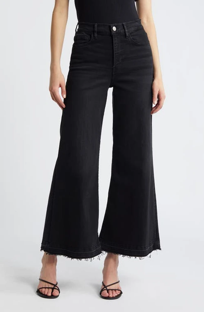 FRAME Le Palazzo Raw Hem Crop Wide Leg Jeans Blackthorn at Nordstrom,