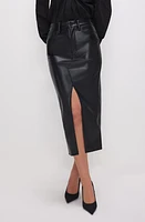 Good American Faux Leather Slit Front Midi Skirt in Black001 at Nordstrom, Size 22