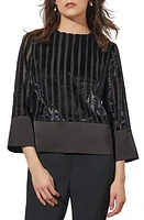 Ming Wang Metallic Stripe Woven Blouse Black/Silver at Nordstrom,