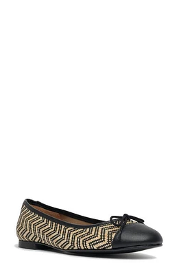 Jon Josef Bella Cap Toe Raffia Ballet Flat Black/Natural at Nordstrom,