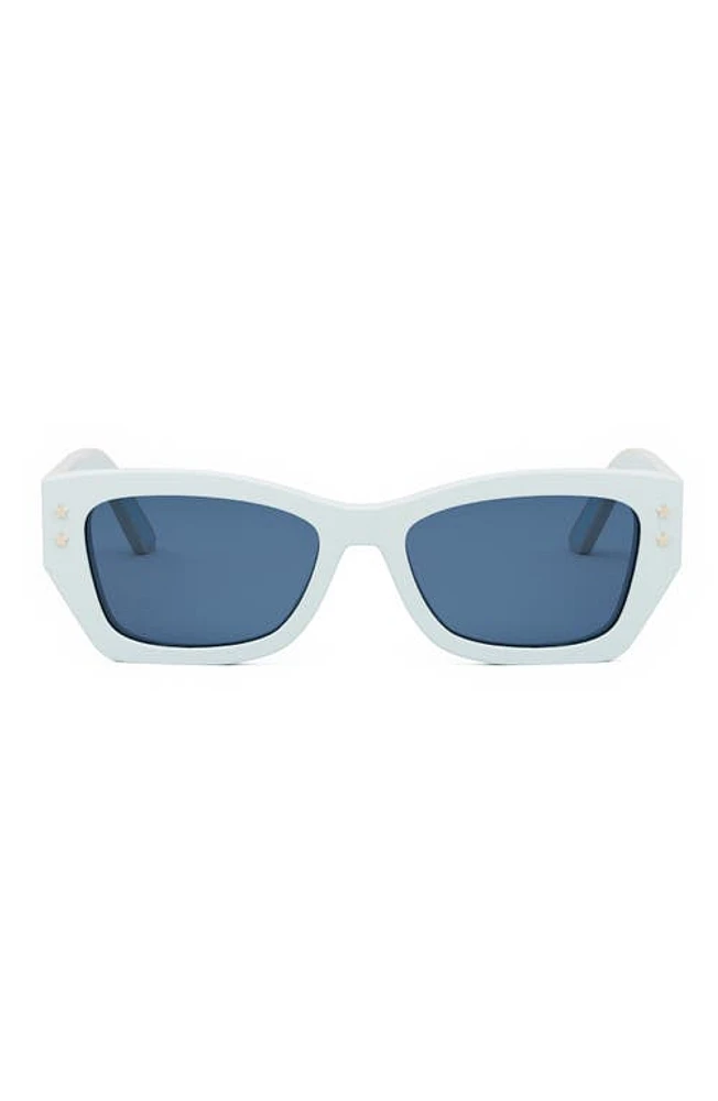 'DiorPacific S2U 53mm Square Sunglasses in Shiny Light Blue /Blue at Nordstrom