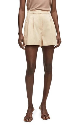 MANGO Pleated High Waist Shorts in Beige at Nordstrom, Size 8