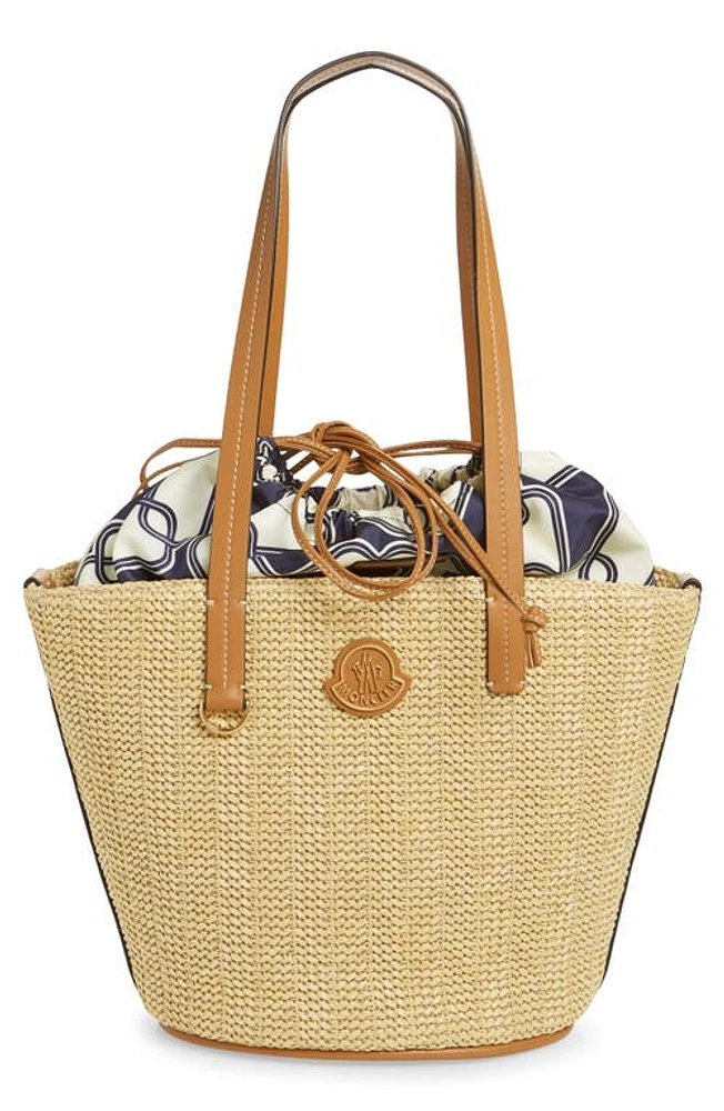 Moncler Small Hubba Raffia Tote in Rafia at Nordstrom