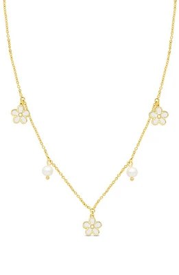 Lily Nily Flower & Pearl Charm Necklace in Gold at Nordstrom