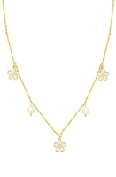 Lily Nily Flower & Pearl Charm Necklace in Gold at Nordstrom