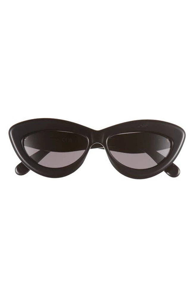 Loewe Curvy 54mm Cat Eye Sunglasses in Shiny Black /Smoke at Nordstrom