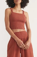 Marine Layer Selene Smocked Crop Camisole in Rust at Nordstrom, Size Small