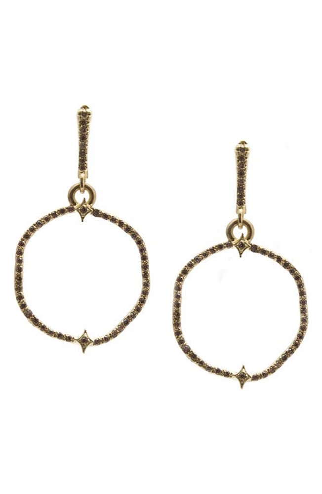 Armenta Shaped Circle Crivelli Pavé Champagne Diamond Drop Earrings in Gold at Nordstrom