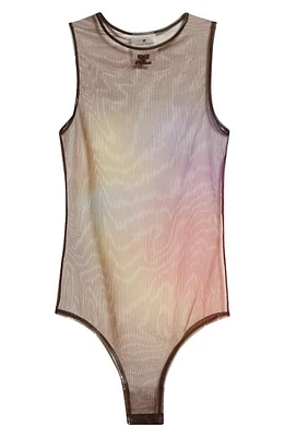 Courrèges Aura Sheer Tulle Bodysuit Multicolor /Coffee at Nordstrom,