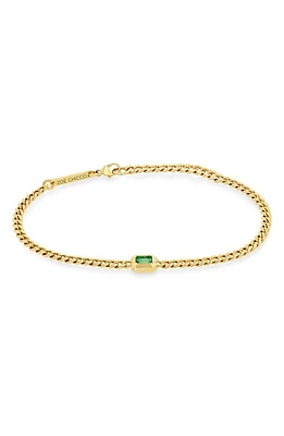 Zoë Chicco Emerald Curb Chain Bracelet in 14K Yellow Gold at Nordstrom, Size 6.5