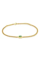 Zoë Chicco Emerald Curb Chain Bracelet in 14K Yellow Gold at Nordstrom, Size 6.5