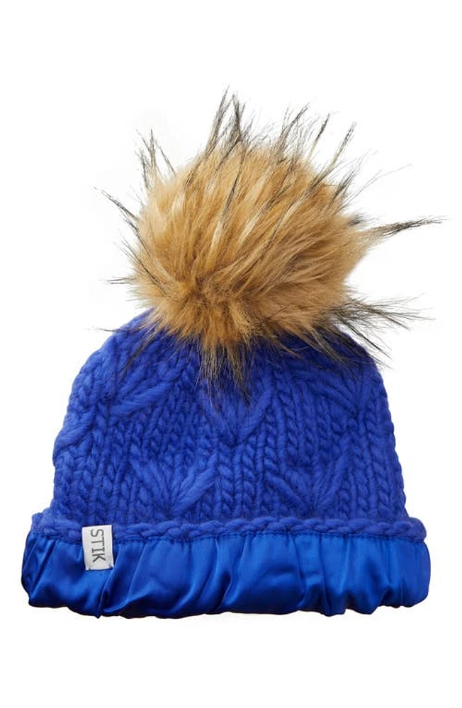 Sh*t That I Knit The Motley Satin Lined Merino Wool Beanie in Royal Blue at Nordstrom