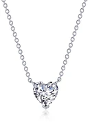 Lafonn Simulated Diamond Solitaire Heart Pendant Necklace in White/Silver at Nordstrom, Size 20