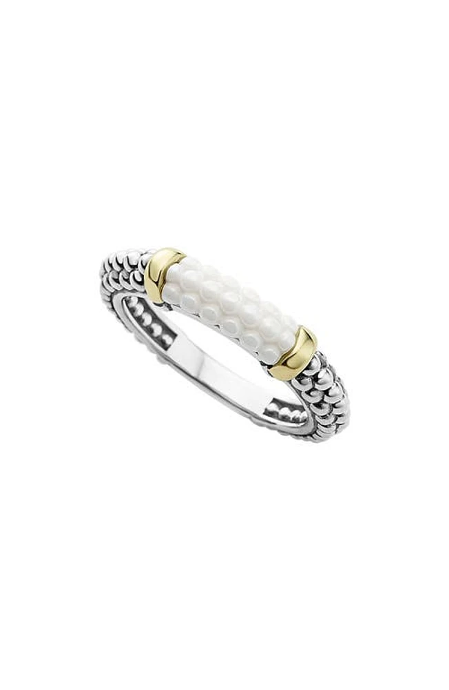 LAGOS 'Caviar' Stacking Ring in White/Gold at Nordstrom, Size 7