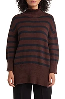 Masai Copenhagen Fabi Stripe Turtleneck Sweater in Coffee/blk at Nordstrom, Size Large