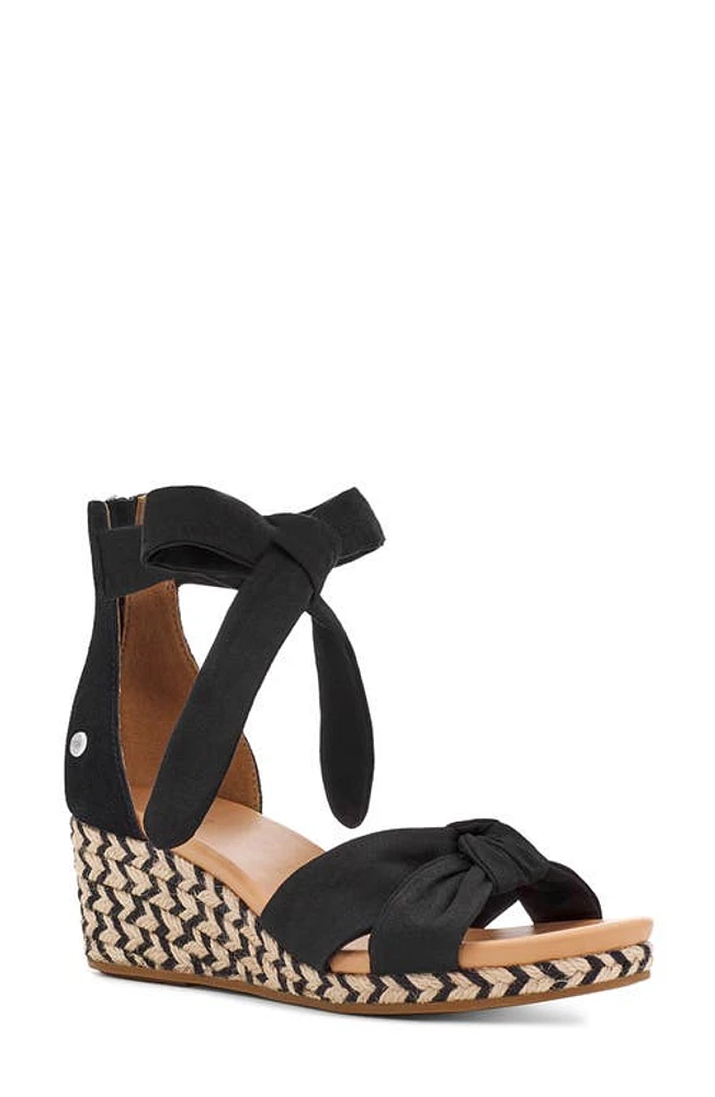 UGG(r) Yarrow Espadrille Wedge Sandal Black Canvas at Nordstrom,