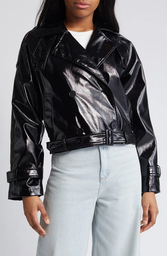 Noisy may Neal Patent Faux Leather Moto Jacket Black at Nordstrom,