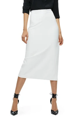 Alice + Olivia Maeve Back Slit Faux Leather Midi Skirt Off White at Nordstrom,