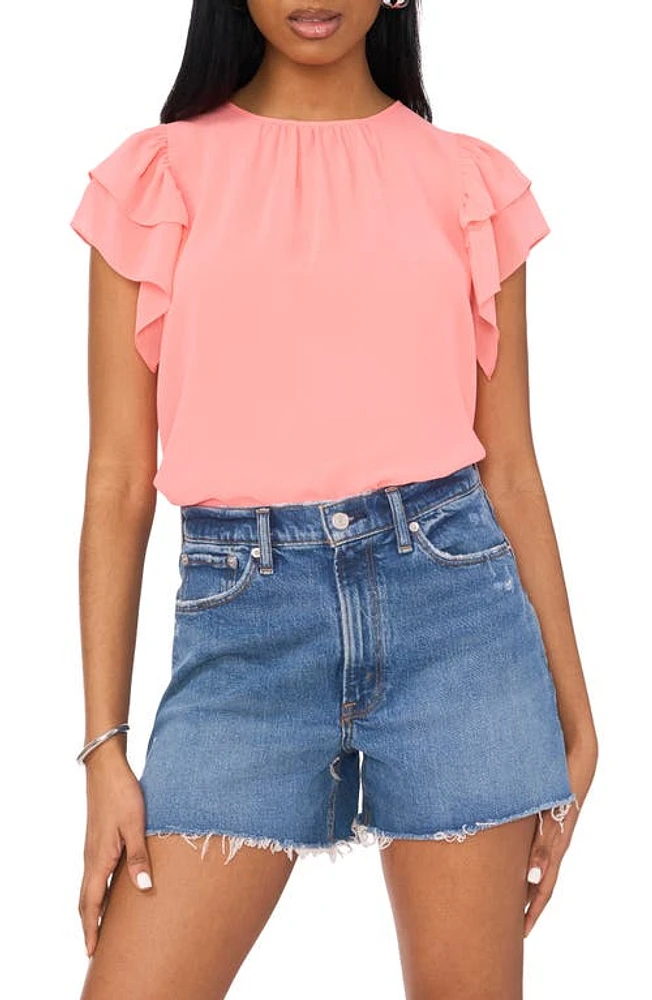 1.STATE Flutter Sleeve Chiffon Top Shell Pink at Nordstrom,