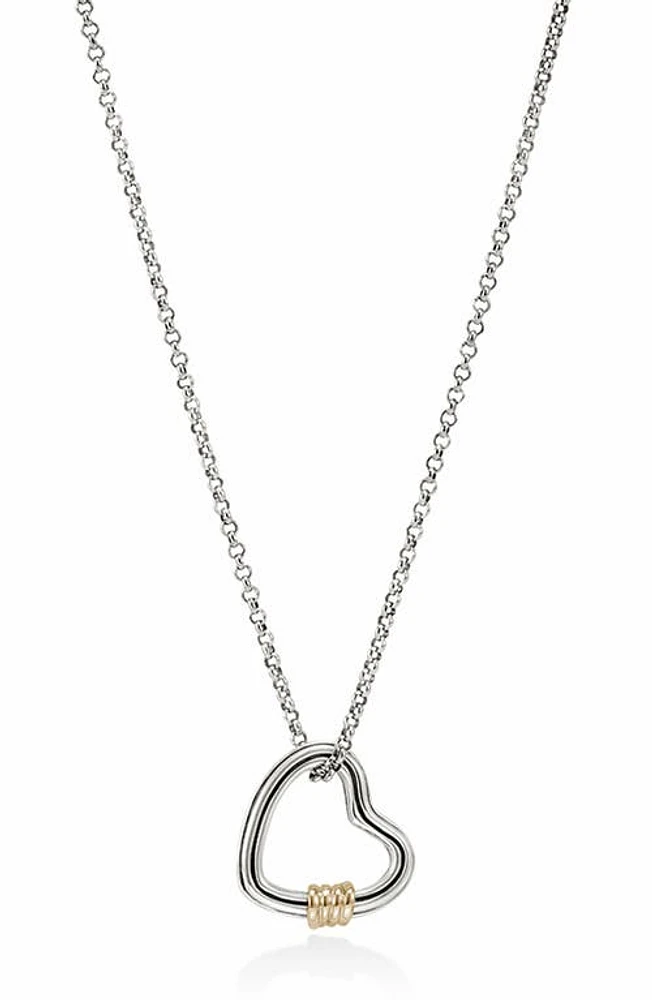 John Hardy Bamboo Collection Heart Pendant Necklace in Silver And Gold at Nordstrom, Size 18