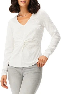 NIC+ZOE Textured Twist Front Knit Top Milk White at Nordstrom,