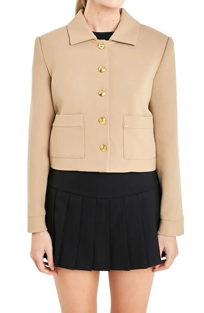 English Factory Relaxed Fit Spread Collar Jacket Camel at Nordstrom,