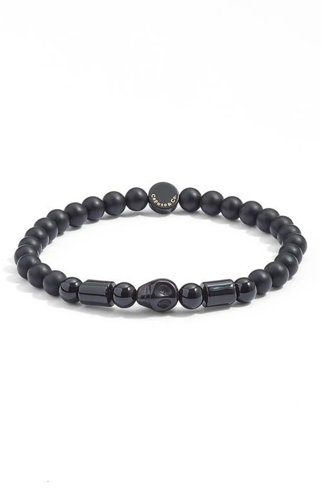 Caputo & Co. Men's Skull Bead Bracelet in Black Onyx at Nordstrom