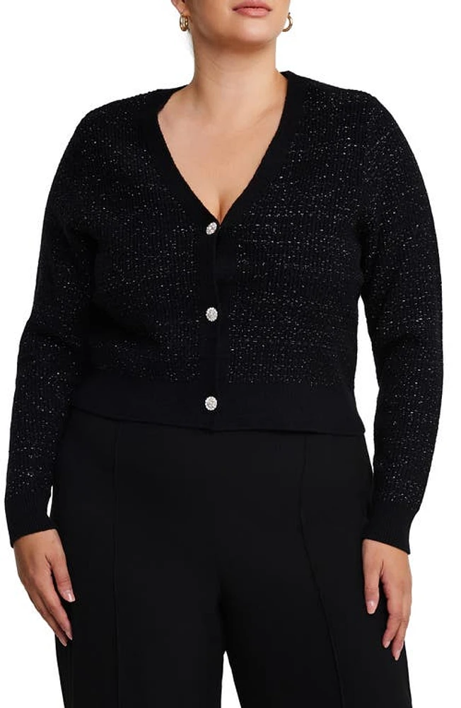 Estelle Abbey Metallic Cardigan Black/Silver at Nordstrom,