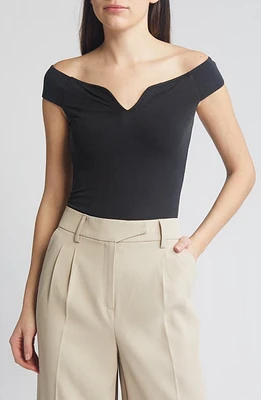 RUE SOPHIE Liel Off the Shoulder Bodysuit Black at Nordstrom,