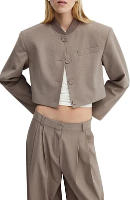 MANGO Roy Crop Bomber Jacket Light-Brown at Nordstrom,