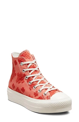 Converse Chuck Taylor Lift Hi Sneaker in Bright Madder/Orange/Egret at Nordstrom, Size 11