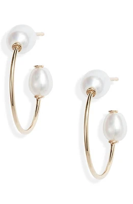 Poppy Finch Cultured Pearl Oval Hoop Earrings in 14Kyg at Nordstrom