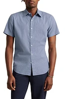 Bonobos Riviera Dot Print Short Sleeve Stretch Cotton Button-Up Shirt Salt Pond at Nordstrom,